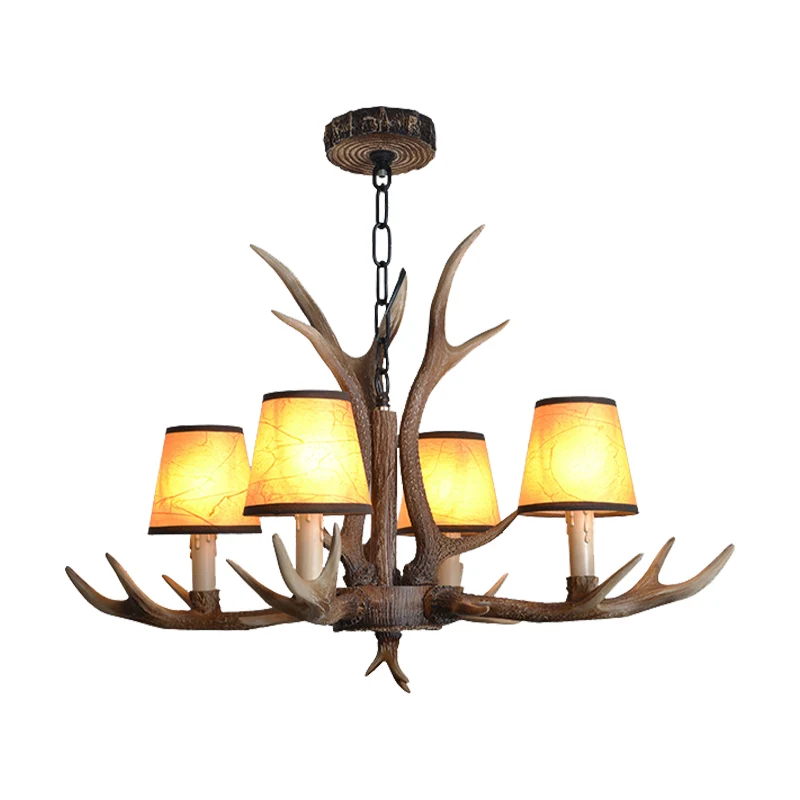 Bruine conische schaduw hangende kroonluchter landelijke hars 4/6/8 hoofden eetkamer hangende plafondlamp Clearhalo