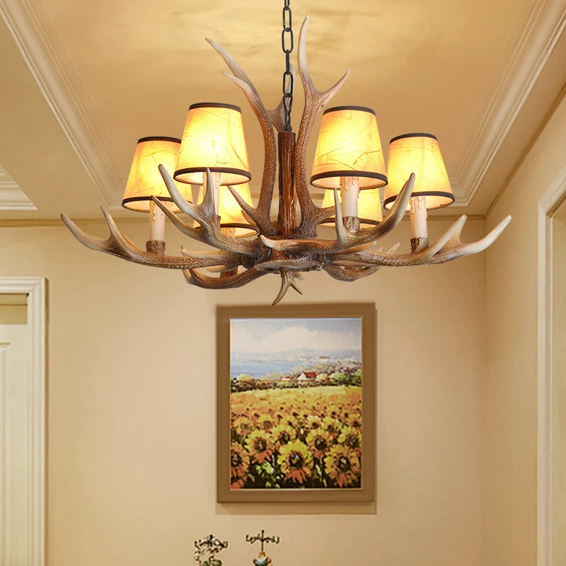 Bruine conische schaduw hangende kroonluchter landelijke hars 4/6/8 hoofden eetkamer hangende plafondlamp Clearhalo