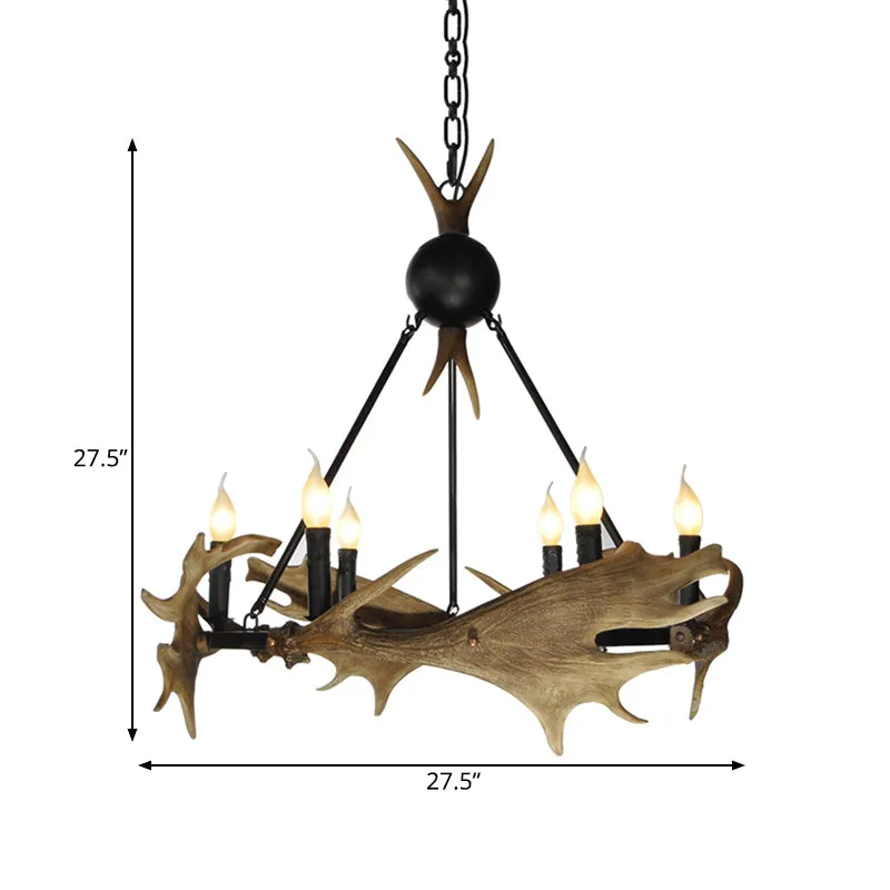 Bruine faux gewei hanger kroonluchter rustieke hars 6/8 hoofden slaapkamer hangend plafondlicht Clearhalo