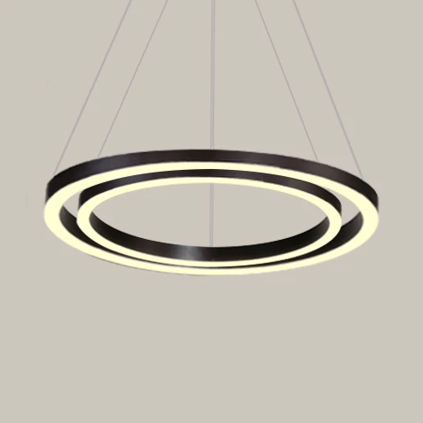 Bruine hoepelkroonluchter, eigentijds 1/2/3-ring acryl LED-plafondlamp warm/wit licht Clearhalo