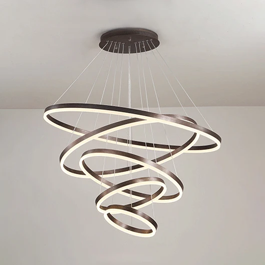 Bruine hoepelkroonluchter, eigentijds 1/2/3-ring acryl LED-plafondlamp warm/wit licht Clearhalo