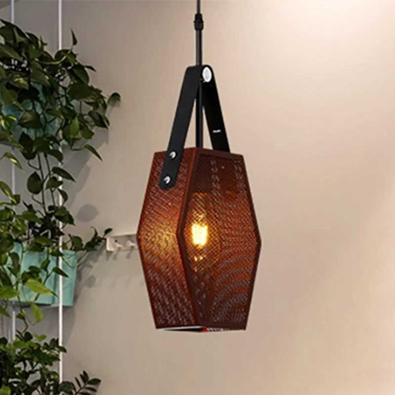 Bruine holle zeshoekige vorm hanglamp 1 kop industriële metalen hanglamp voor restaurant Clearhalo