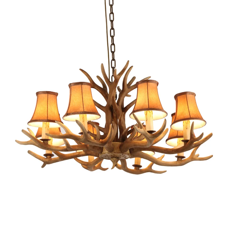 Bruine klok/cilinder kroonluchter verlichting traditionalisme hars 6/8 hoofden woonkamer ophanging hanglamp Clearhalo