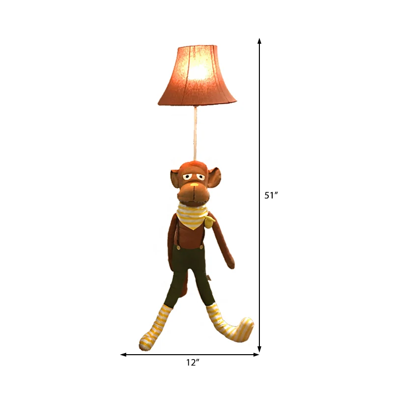 Bruine klokvormige staande lamp, eigentijds, stijlvol, 1 lichte stoffen vloerlamp met aapontwerp Clearhalo