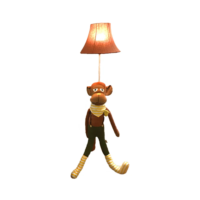 Bruine klokvormige staande lamp, eigentijds, stijlvol, 1 lichte stoffen vloerlamp met aapontwerp Clearhalo