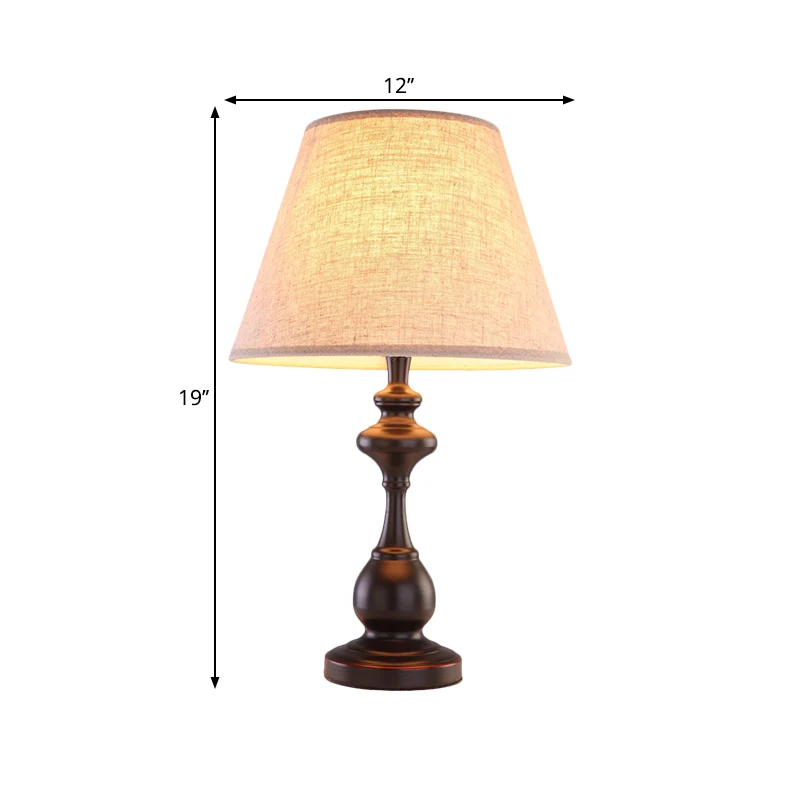 Bruine nachtlamp met 1 lamp, boerderijstof, conische vorm, leesboekverlichting voor nachtkastje Clearhalo