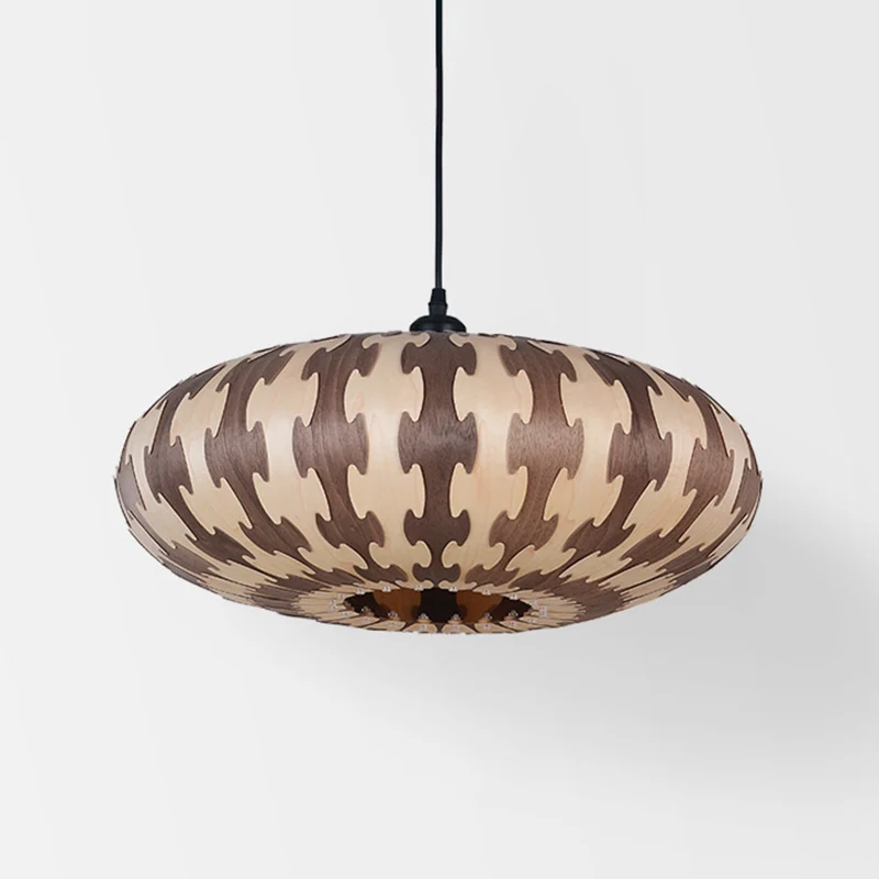Bruine ovale lantaarn plafondhanglamp Azië-stijl 1 licht houten LED-hanglamparmatuur Clearhalo