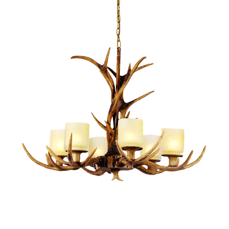 Bruine Spoetnik Kroonluchter Hanglamp Platteland Hars 4/6/8 Lichten Woonkamer Plafond Hanglamp Clearhalo