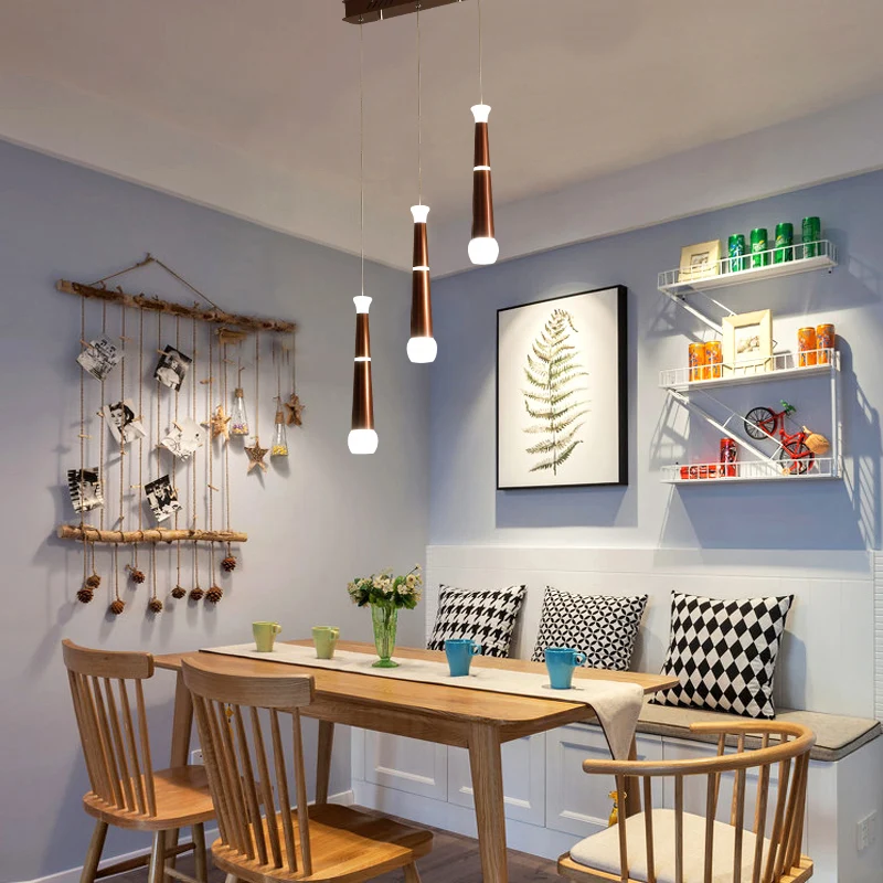 Bruine taps toelopende verlichting moderne metalen 3-licht cluster hanglamp voor eettafel Clearhalo