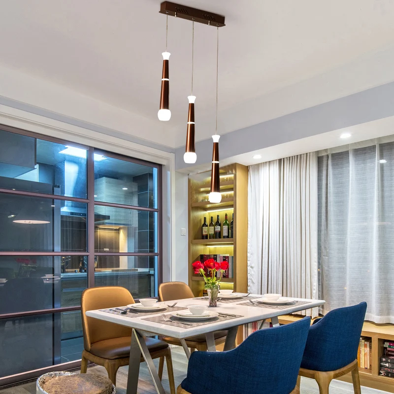 Bruine taps toelopende verlichting moderne metalen 3-licht cluster hanglamp voor eettafel Clearhalo