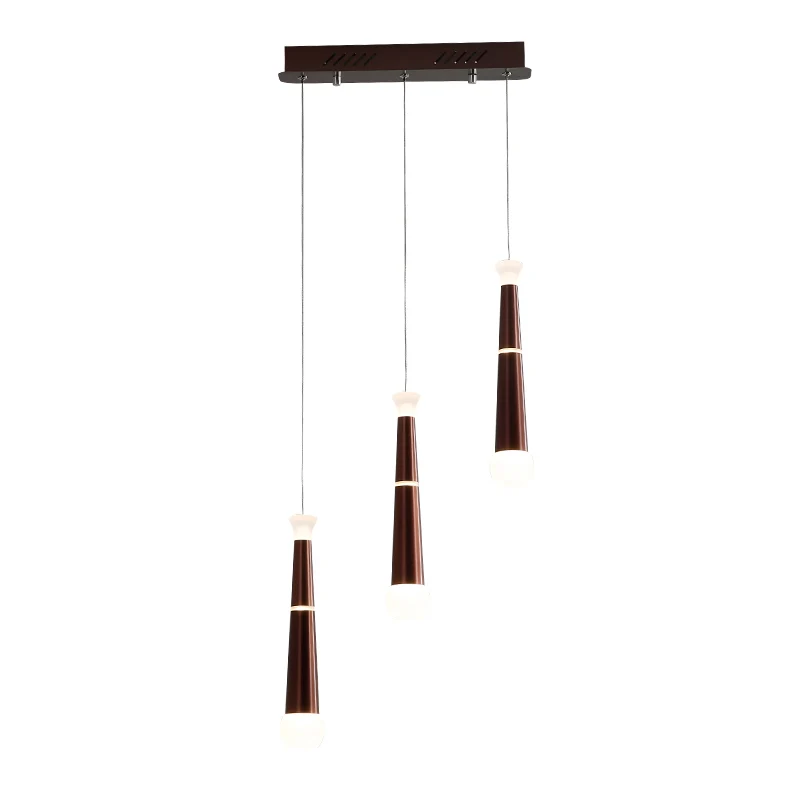 Bruine taps toelopende verlichting moderne metalen 3-licht cluster hanglamp voor eettafel Clearhalo