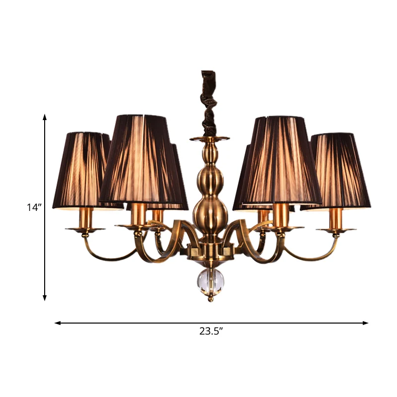Bruine verzamelde stoffen schaduw kroonluchterlamp Vintage stof 6/8 lichten woonkamer hanglamp Clearhalo