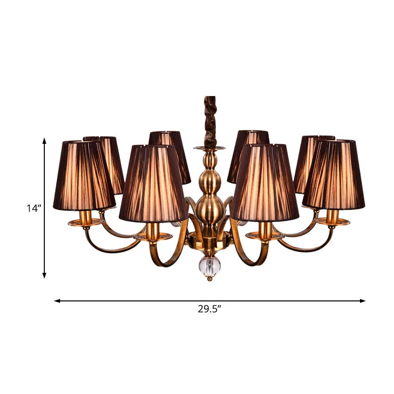 Bruine verzamelde stoffen schaduw kroonluchterlamp Vintage stof 6/8 lichten woonkamer hanglamp Clearhalo