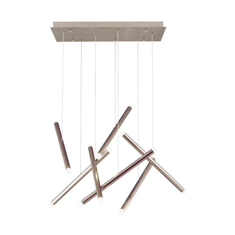 Bruin/goud/roségoud fluitcluster hanglamp eenvoudige stijl 7-lichts metalen hanglamp voor eetkamer warm/wit Clearhalo