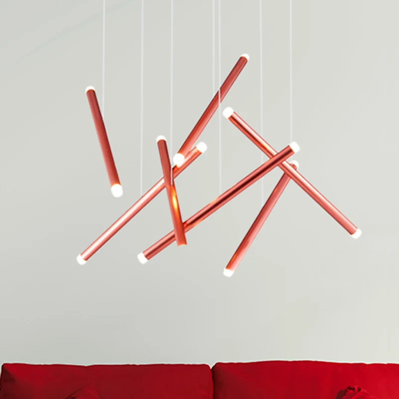 Bruin/goud/roségoud fluitcluster hanglamp eenvoudige stijl 7-lichts metalen hanglamp voor eetkamer warm/wit Clearhalo