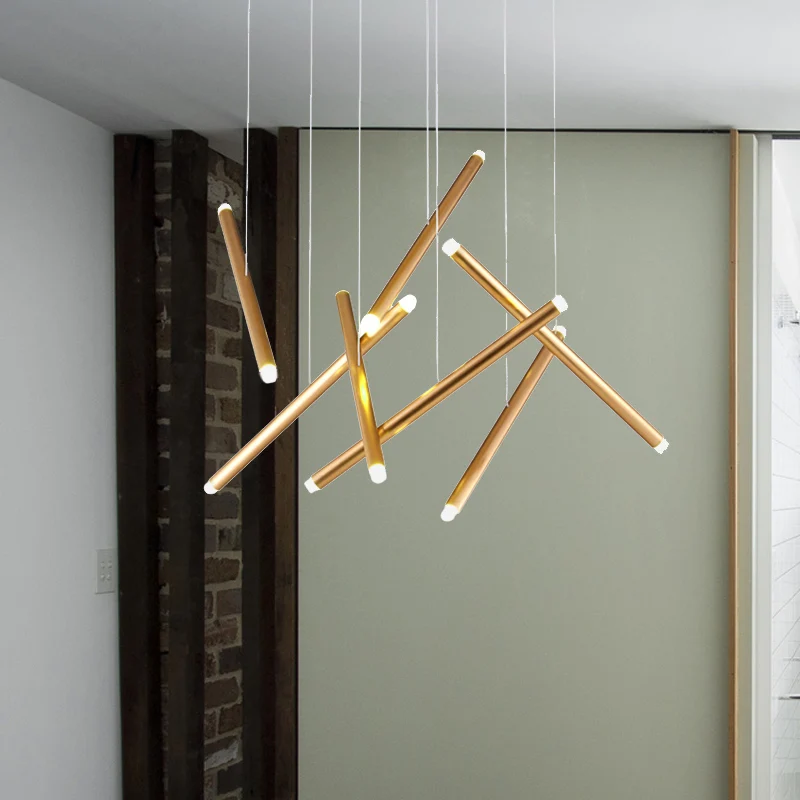 Bruin/goud/roségoud fluitcluster hanglamp eenvoudige stijl 7-lichts metalen hanglamp voor eetkamer warm/wit Clearhalo