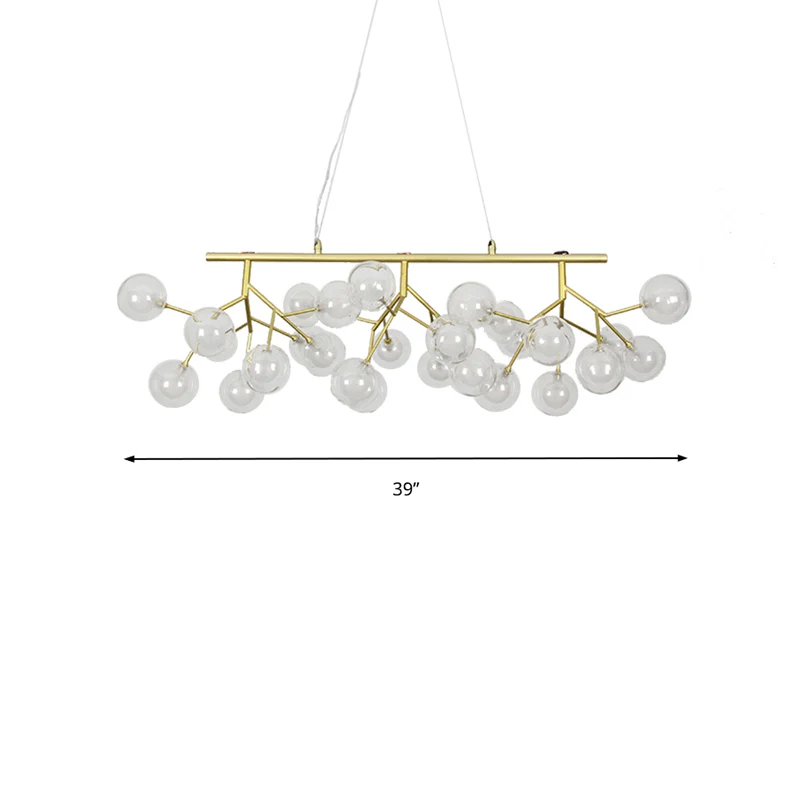 Bubble eetkamer kroonluchter licht met takontwerp helder glas 39"/47" W 27/36-licht moderne hanglamp goud Clearhalo