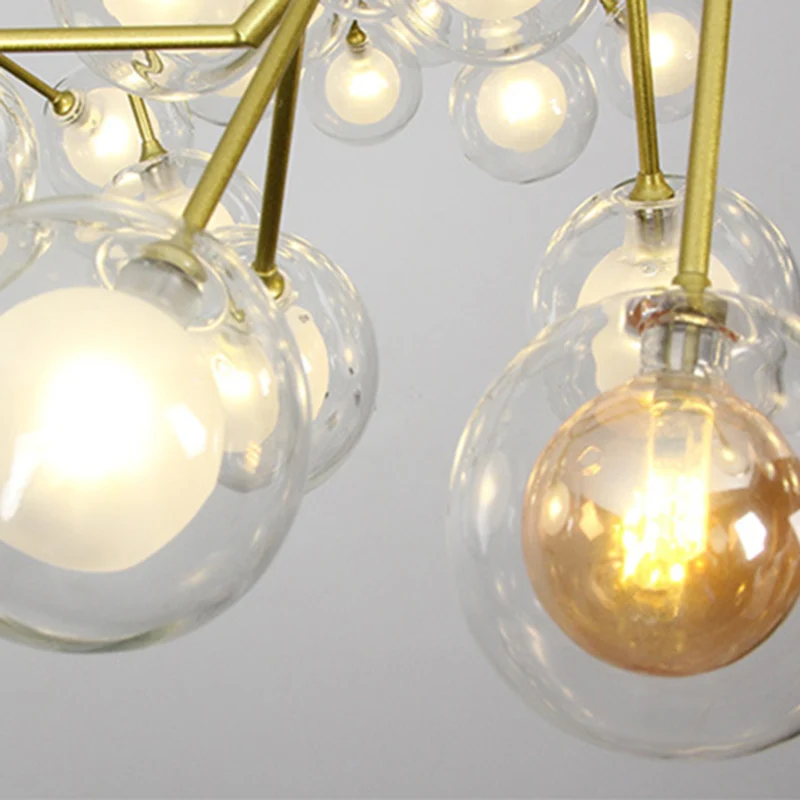 Bubble eetkamer kroonluchter licht met takontwerp helder glas 39"/47" W 27/36-licht moderne hanglamp goud Clearhalo
