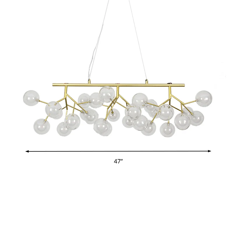 Bubble eetkamer kroonluchter licht met takontwerp helder glas 39"/47" W 27/36-licht moderne hanglamp goud Clearhalo