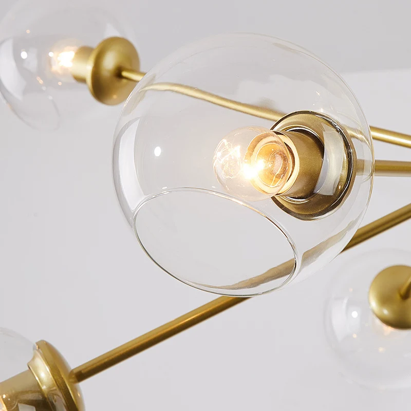 Bubble helder glazen kroonluchterlamp, minimale 8-lichts ophanghanglamp met Spoetnik-ontwerp Clearhalo
