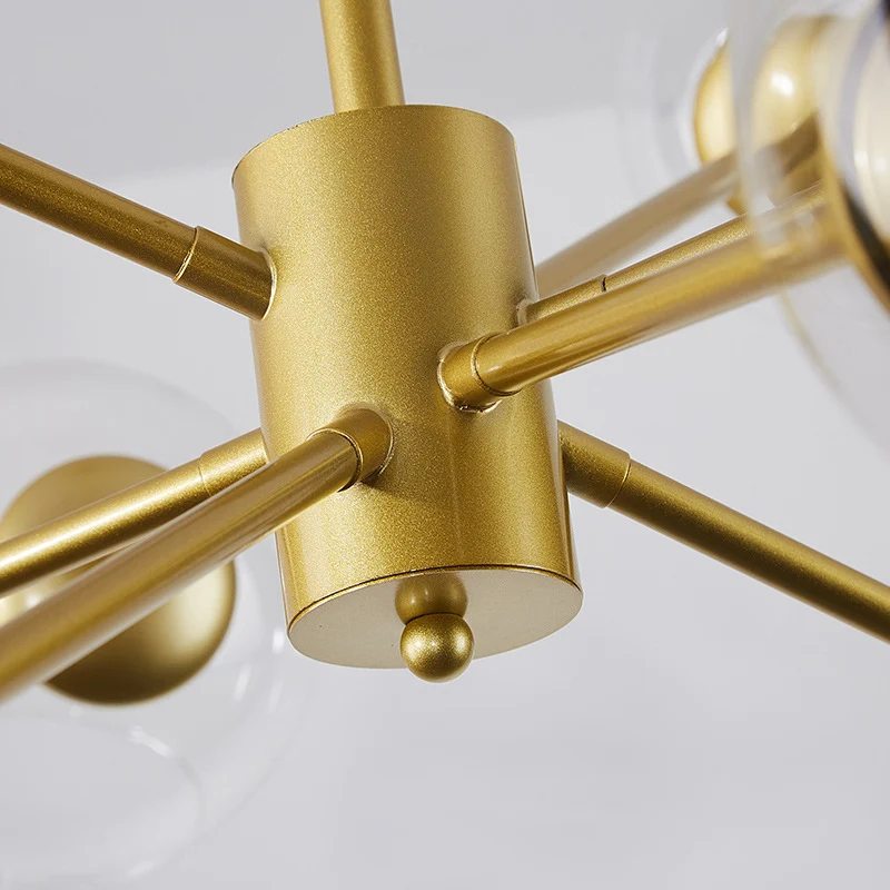 Bubble helder glazen kroonluchterlamp, minimale 8-lichts ophanghanglamp met Spoetnik-ontwerp Clearhalo