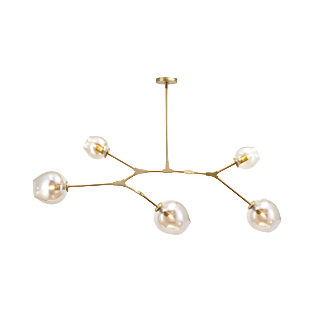 Bubble Kroonluchter Verlichting Hedendaagse Glazen 3/5 Hoofden Eetkamer Verstelbare Hanglamp Zwart/Gouden Afwerking Clearhalo