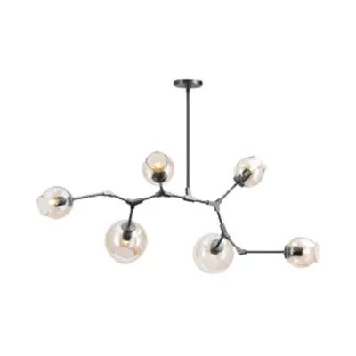 Bubble Kroonluchter Verlichting Hedendaagse Glazen 3/5 Hoofden Eetkamer Verstelbare Hanglamp Zwart/Gouden Afwerking Clearhalo