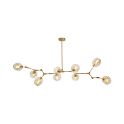 Bubble Kroonluchter Verlichting Hedendaagse Glazen 3/5 Hoofden Eetkamer Verstelbare Hanglamp Zwart/Gouden Afwerking Clearhalo