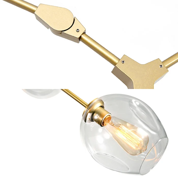 Bubble Kroonluchter Verlichting Hedendaagse Glazen 3/5 Hoofden Eetkamer Verstelbare Hanglamp Zwart/Gouden Afwerking Clearhalo