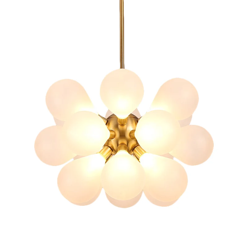 Bubble plafondkroonluchter modernisme wit/roze/blauw glas LED woonkamer hanglampset Clearhalo