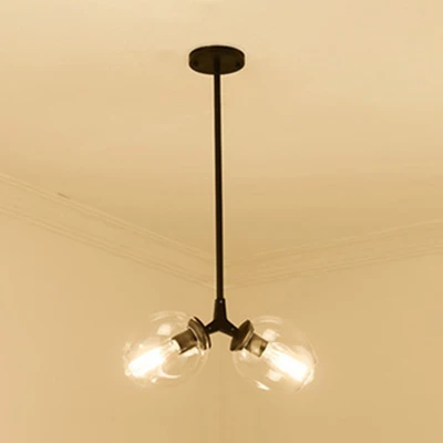 Bubble Shade Kroonluchter Lichtarmatuur Hedendaags Helder Glas 2/4 Lichten Zwart/Goud Hangend Plafondlicht Clearhalo