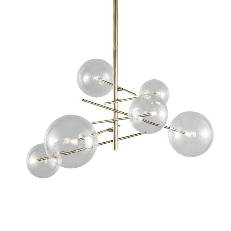 Bubbles helder glazen kroonluchter Nordic 6 Heads gouden afwerking hanglamp voor eetkamer Clearhalo