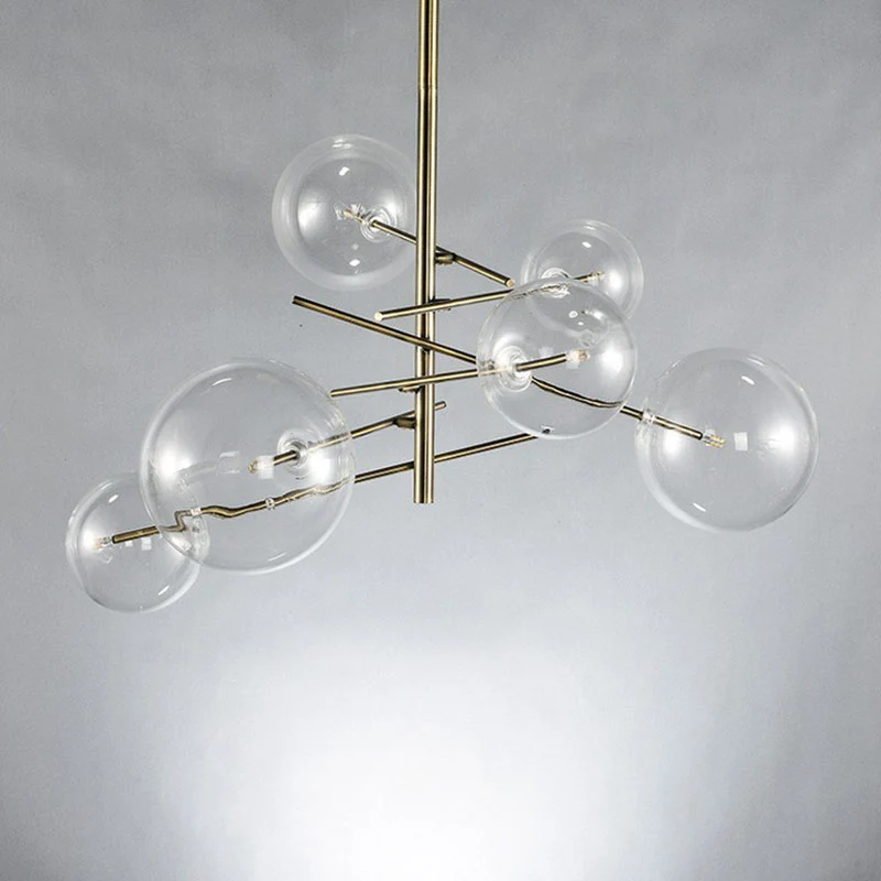 Bubbles helder glazen kroonluchter Nordic 6 Heads gouden afwerking hanglamp voor eetkamer Clearhalo