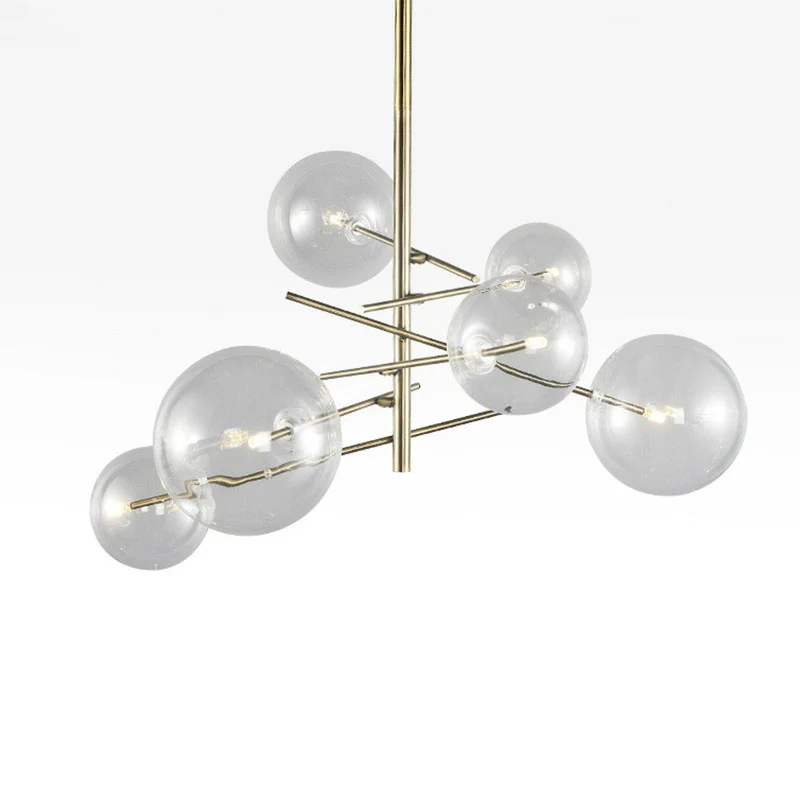 Bubbles helder glazen kroonluchter Nordic 6 Heads gouden afwerking hanglamp voor eetkamer Clearhalo