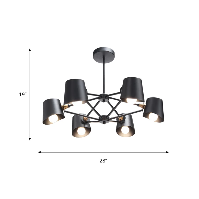 Bucket Shade Studeerkamer Kroonluchter Metaal 6-lichts moderne hanglamp zwart Clearhalo