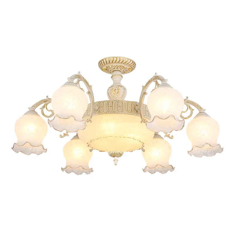 Bud Shade matglazen inbouwkroonluchter Klassieke woonkamer semi-inbouwlamp Clearhalo