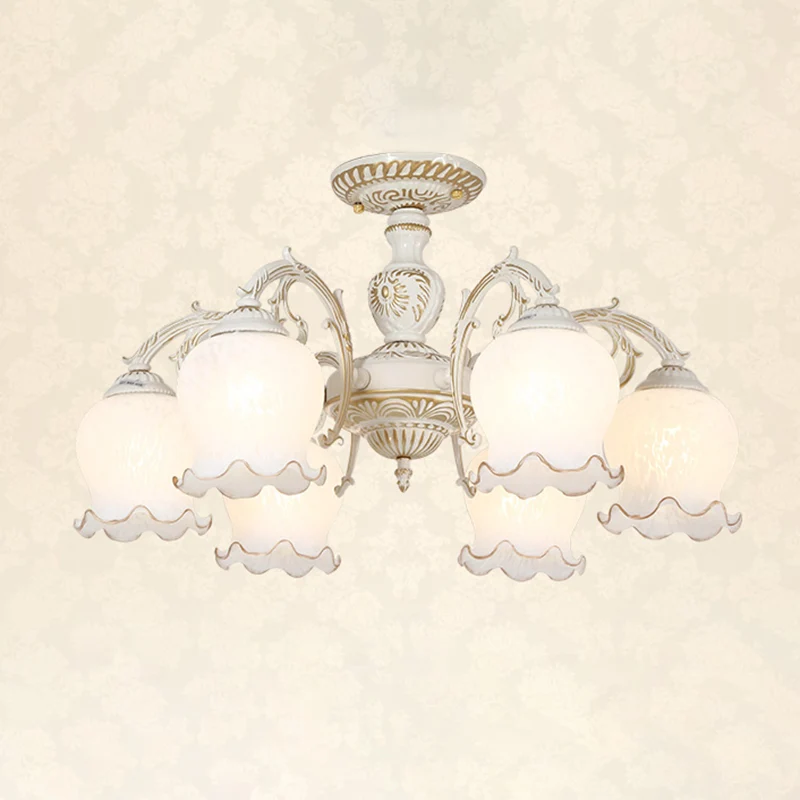 Bud Shade matglazen inbouwkroonluchter Klassieke woonkamer semi-inbouwlamp Clearhalo