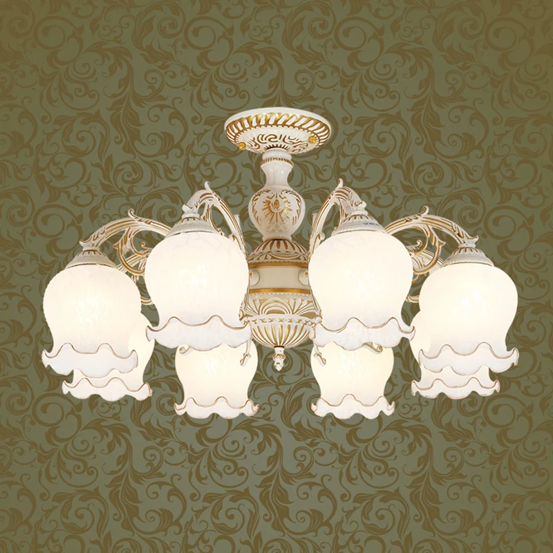 Bud Shade matglazen inbouwkroonluchter Klassieke woonkamer semi-inbouwlamp Clearhalo