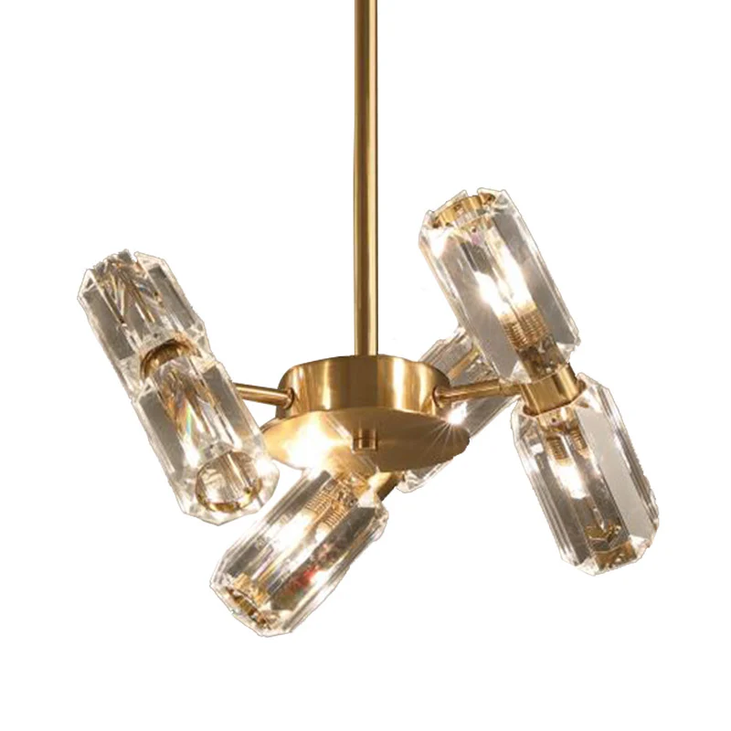 Buis gefacetteerde kristallen kroonluchterlamp eigentijds 6/8/10 lampen gouden hangende plafondlamp Clearhalo