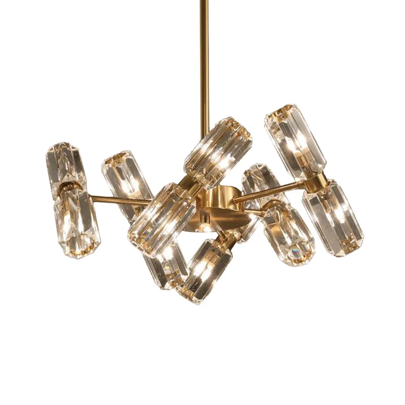 Buis gefacetteerde kristallen kroonluchterlamp eigentijds 6/8/10 lampen gouden hangende plafondlamp Clearhalo