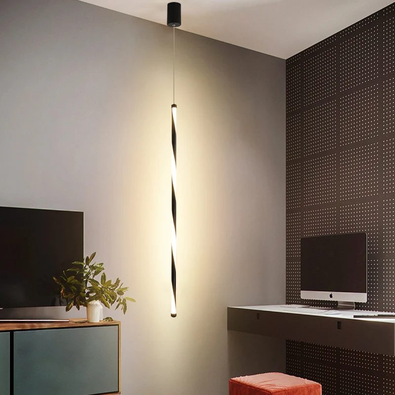 Buis hanglamp modern metaal zwart LED-wissellicht warm/wit licht voor slaapkamer Clearhalo
