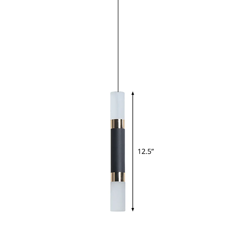 Buis Nachtkastje Slingerlamp IJzer Minimalistisch 10"/12"/12,5" Hoge LED Hangende Hanger Zwart, Warm/Wit Licht Clearhalo