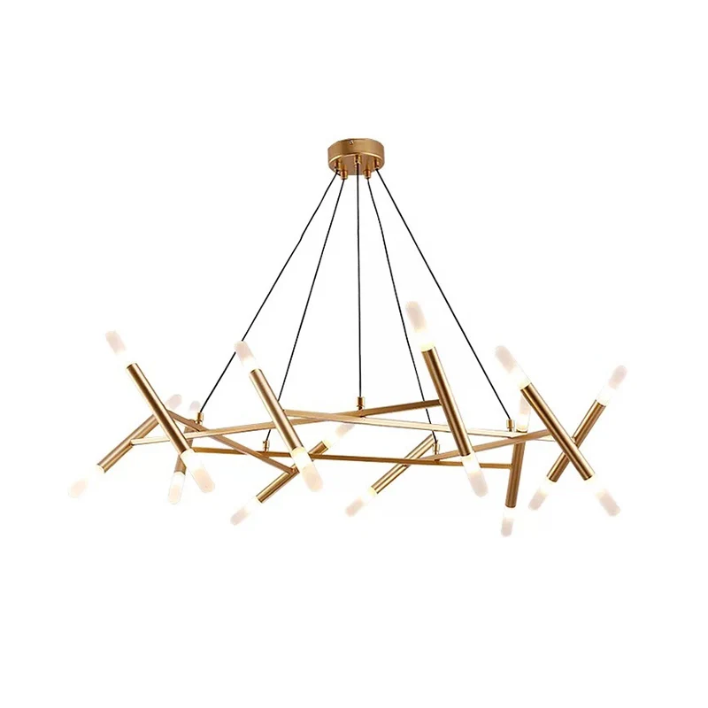 Buisvormige keukenkroonluchter acryl 20-koppige moderne stijlvolle LED hangende plafondlamp goud Clearhalo
