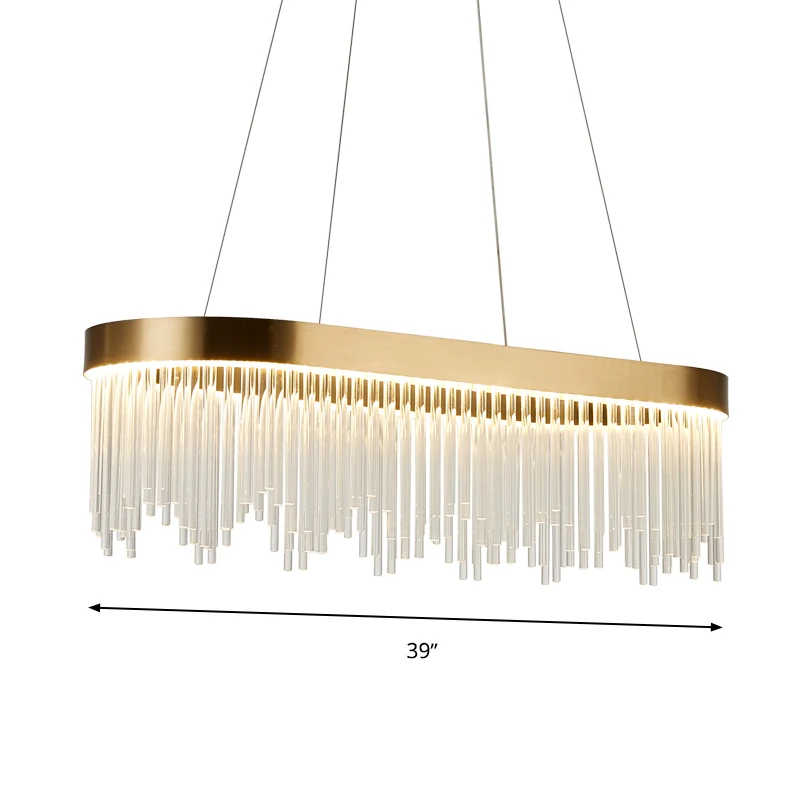 Buisvormige kroonluchterlamp Modern kristal 23,5"/31,5"/39" brede LED messing ophanghanglamp warm/wit licht Clearhalo