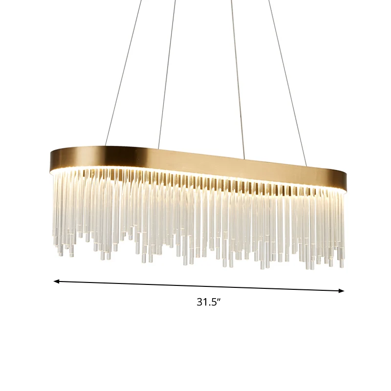 Buisvormige kroonluchterlamp Modern kristal 23,5"/31,5"/39" brede LED messing ophanghanglamp warm/wit licht Clearhalo