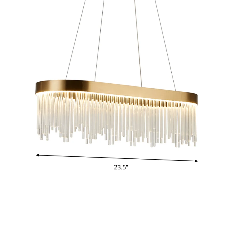 Buisvormige kroonluchterlamp Modern kristal 23,5"/31,5"/39" brede LED messing ophanghanglamp warm/wit licht Clearhalo