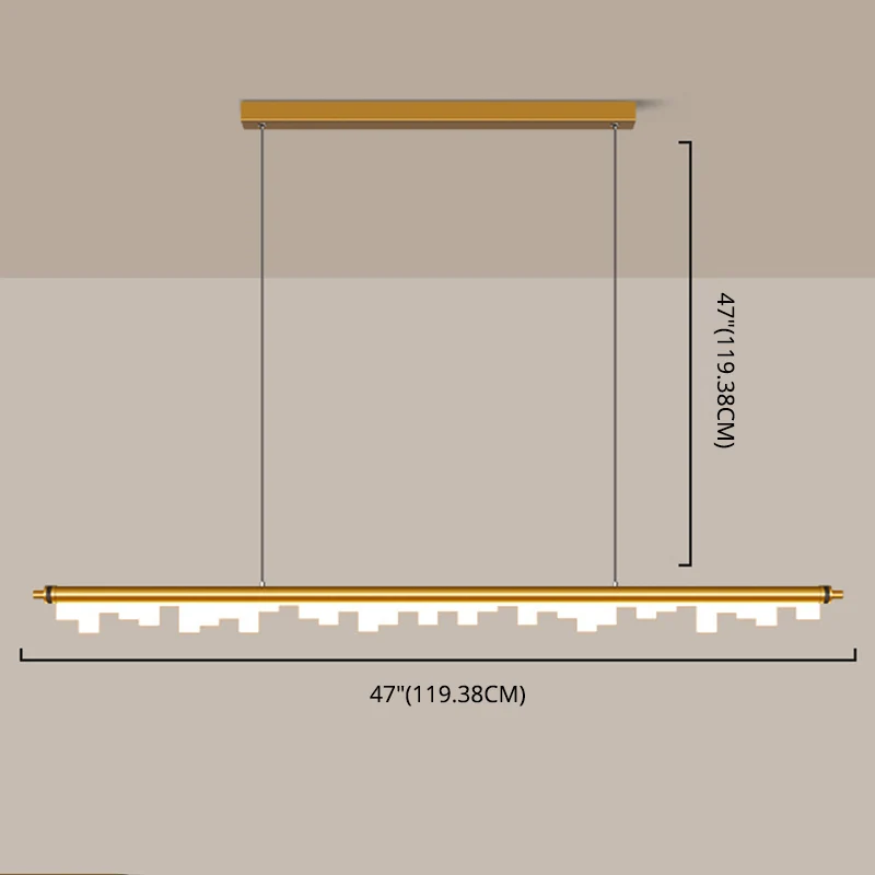 Buisvormige metalen eilandverlichting met mat effect, eenvoudige stijl LED-plafondlamp met acrylkap Clearhalo