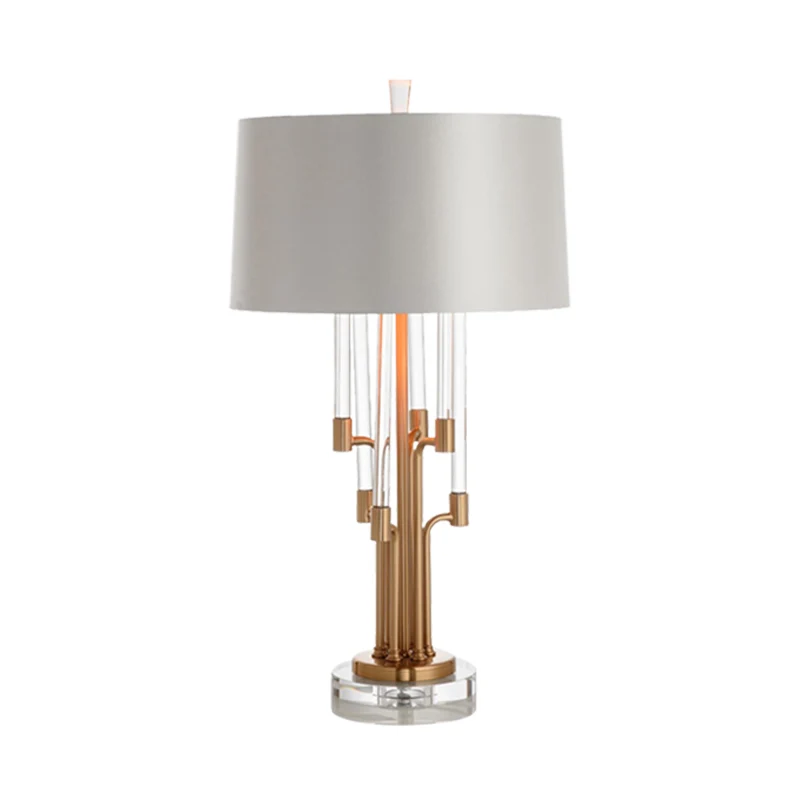 Buisvormige nachtkastjelamp Hedendaags handgeslepen kristal 1-lamps leeslamp goud Clearhalo