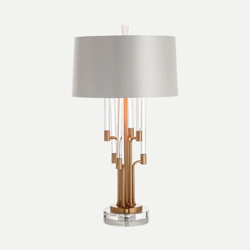 Buisvormige nachtkastjelamp Hedendaags handgeslepen kristal 1-lamps leeslamp goud Clearhalo