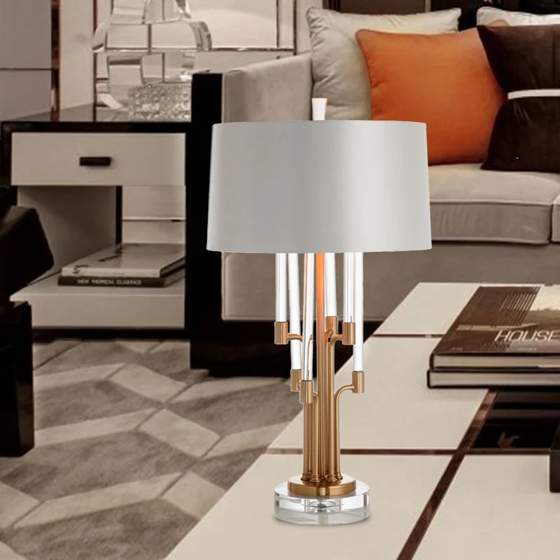 Buisvormige nachtkastjelamp Hedendaags handgeslepen kristal 1-lamps leeslamp goud Clearhalo
